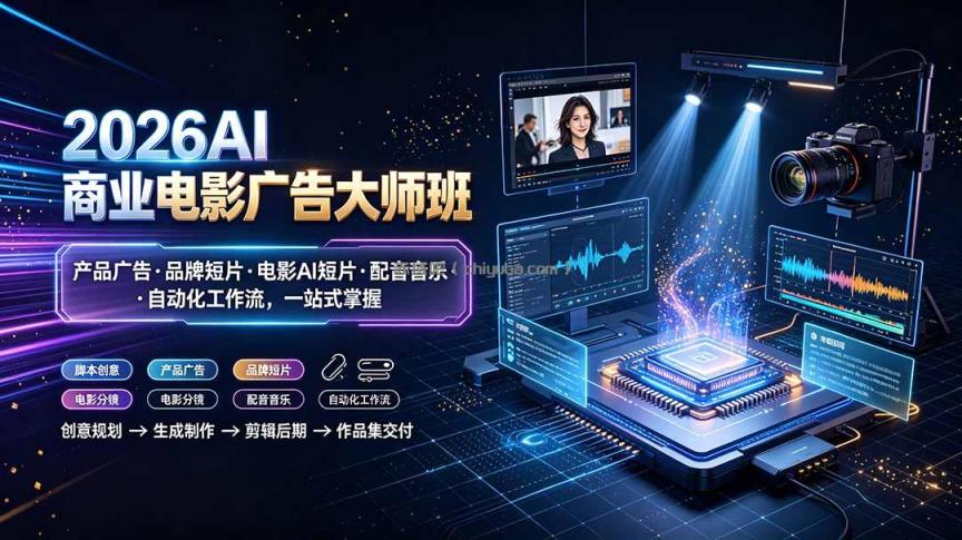 2026AI商业电影广告大师班：产品广告·品牌短片·电影AI短片·配音音乐·自动化工作流，一站式掌握