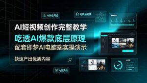 AI短视频创作完整教学，吃透AI爆款底层原理，配套即梦AI电脑端实操演示，快速产出优质内容