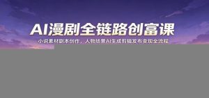 AI漫剧全链路创富课：小说素材剧本创作，人物场景AI生成剪辑发布变现全流程