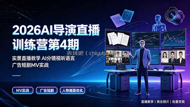 2026AI导演直播训练营第4期，实景直播教学AI分镜视听语言，广告短剧MV实战，解决人物画面崩坏痛点