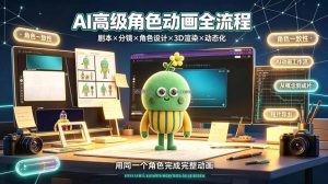 AI高级角色动画全流程：剧本×分镜×角色设计×3D渲染×动态化，从概念到成片一站式教学