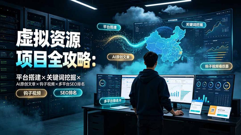 虚拟资源项目全攻略：平台搭建×关键词挖掘×AI原创文章×钩子视频×多平台SEO排名