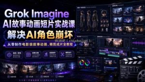 Grok Imagine AI故事动画短片实战课｜解决AI角色崩坏，从零制作电影级叙事动画、精剪成片全教程(中英字幕)