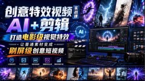 创意特效视频实战课，AI+剪辑打造电影级视觉特效，让普通素材变成刷屏级创意短视频