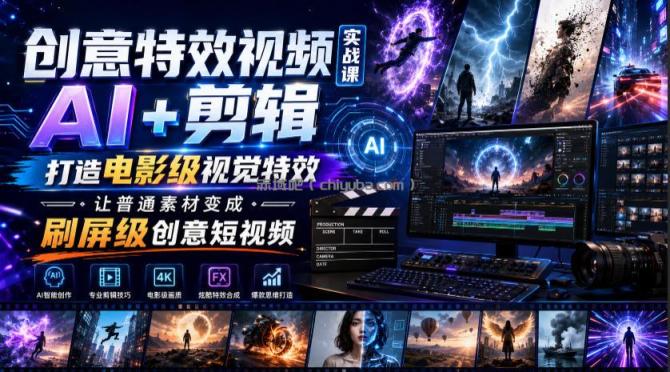 创意特效视频实战课,AI+剪辑打造电影级视觉特效,让普通素材变成刷屏级创意短视频