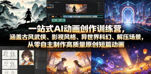 一站式AI动画创作训练营，涵盖古风武侠、影视风格、异世界科幻、解压场景，从零自主制作高质量原创短篇动画(更新)