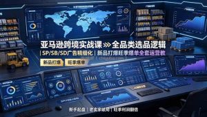 亚马逊跨境实战课：全品类选品逻辑｜SP/SB/SD广告精细化｜新品打爆旺季爆单全套运营教程