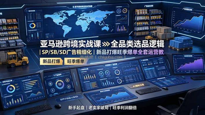 亚马逊跨境实战课：全品类选品逻辑｜SP/SB/SD广告精细化｜新品打爆旺季爆单全套运营教程