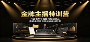 金牌主播特训营：抖音视频号直播间搭建选品，高转化话术直播复盘实操教学