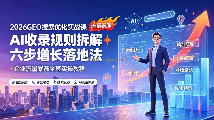 2026GEO搜索优化实战课:AI收录规则拆解|六步增长落地法|企业流量暴涨全套实操教程