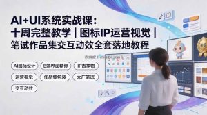 AI+UI系统实战课：十周完整教学｜图标IP运营视觉｜笔试作品集交互动效全套落地教程