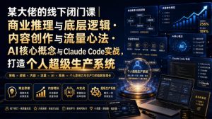 某大佬的线下闭门课｜商业推理与底层逻辑・内容创作与流量心法・AI核心概念与Claude Code实战，打造个人超级生产系统【录音+图片】