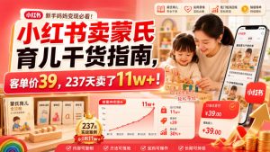 小红书卖蒙氏育儿干货指南，客单价39，237天卖了11w+！