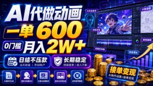 AI代做动画，一单600，0门槛月入2W+，日结不压款，长期稳定【揭秘】
