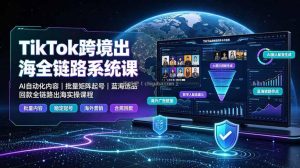 TikTok跨境出海全链路系统课-2026年7月：AI自动化内容｜批量矩阵起号｜蓝海选品回款全链路出海实操课程