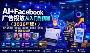 AI+Facebook广告投放从入门到精通(2026年版)｜账户体系搭建・直播投流・素材策略・数据优化・聊单变现全链路实战课