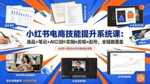 小红书电商技能提升系统课：选品+笔记+AI二创+实拍+剪辑+起号，全链路覆盖