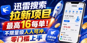 迅雷搜索拉新项目，最高16每单！不限量级人人可冲，零门槛上手(更新0721)