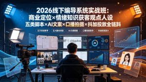 2026线下编导系统实战班：商业定位×情绪知识获客观点人设五类脚本×AI文案×口播拍摄×抖加投放全链路