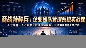 商战特种兵｜企业团队管理系统实战课人才培育・人心凝聚・责任机制搭建・业绩落地增长全套打法