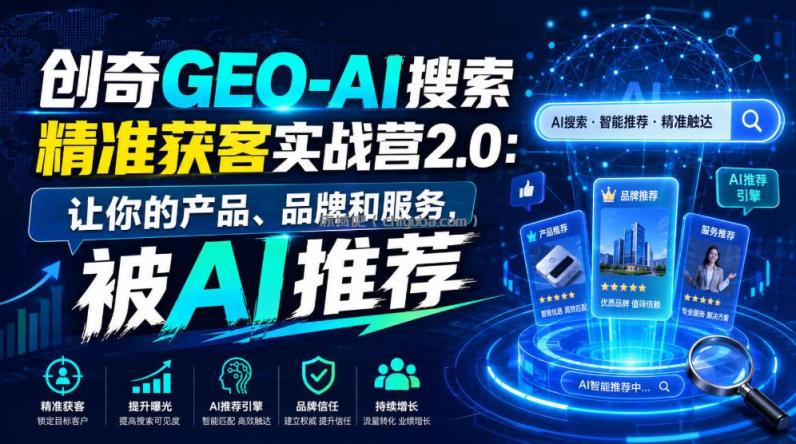 创奇GEO-AI搜索精准获客实战营2.0：让你的产品、品牌和服务，被AI推荐