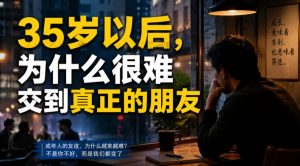 付费文章：35岁以后，为什么很难交到真正的朋友
