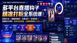 多平台直播钩子精准打粉全系统课｜标签打法+直播间搭建+全套话术+私域导流+直播切片闭环，告别无效流量，让精准顾客找上门！