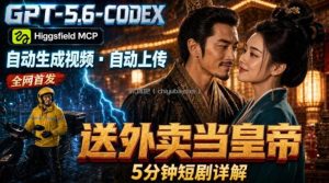 GPT-5.6 Codex+Higgsfield MCP：一条指令生成5分钟短剧并自动上传YouTube(油管)