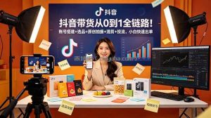 抖音带货从0到1全链路！账号搭建+选品+原创拍摄+混剪+投流，小白快速出单