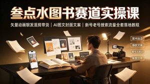 叁点水图书赛道实操课｜矢量动画银发混剪带货，AI图文封面文案，新号老号搜索流量全套落地教程