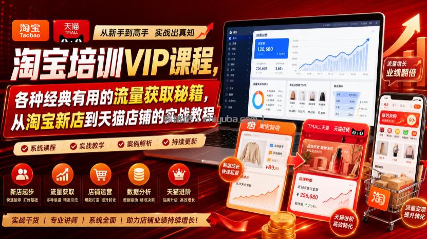 淘宝培训VIP课程，各种经典有用的流量获取秘籍，从淘宝新店到天猫店铺的实战教程(更新7月29日)