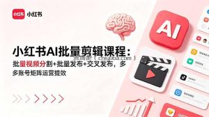 小红书AI批量剪辑课程：批量视频分割+批量发布+交叉发布，多账号矩阵运营提效