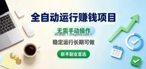 全自动运行賺钱项目，无需手动操作，稳定运行长期可做，新手副业首选【揭秘】