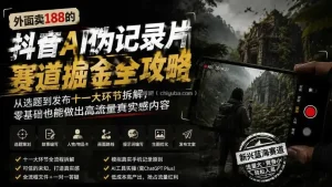 外面卖188的抖音AI伪记录片赛道掘金全攻略；从选题到发布十一大环节拆解，零基础也能做出高流量真实感内容