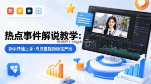 某大V的热点事件解说教学，新手也能快速上手，稳定产出高流量解说视频
