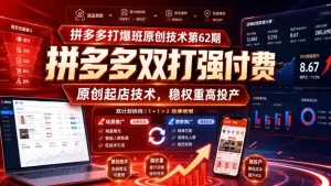 拼多多打爆班原创技术第62期，拼多多双打强付费，原创起店技术，稳权重高投产