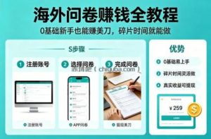 海外问卷賺钱全教程，0基础新手也能賺美刀，碎片时间就能做