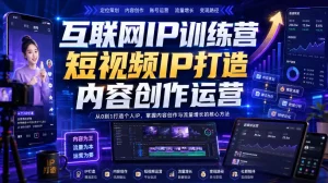 互联网IP训练营，短视频IP打造，内容创作运营