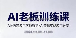 内容AI老板训练课，AI+内容应用落地教学，AI变现的实战应用分享