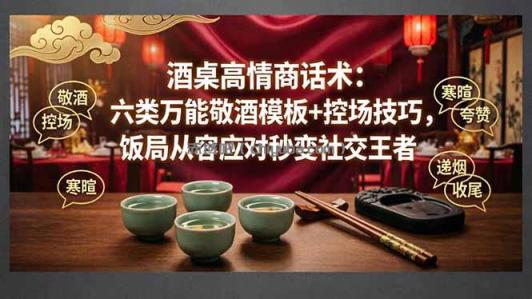 付费文章：酒桌高情商话术：六类万能敬酒模板+控场技巧，饭局从容应对秒变社交王者