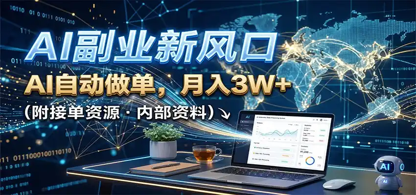 AI副业新风口,AI自动做单,月入3W+,附接单资源