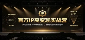 百万IP高变现实战营：从定位获客到私域批量成交，搭建完整IP商业闭环