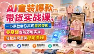 AI童装爆款带货实战课，一节课教会你实现童装变现，零基础也能落地实操