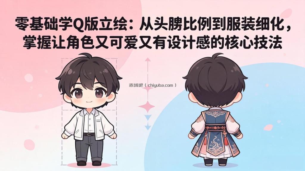 零基础学Q版立绘:从头身比例到服装细化,掌握让角色又可爱又有设计感的核心技法