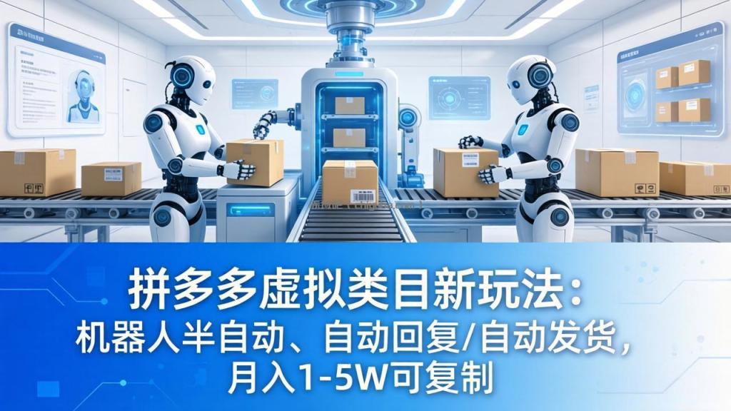 拼多多虚拟类目新玩法：机器人半自动、自动回复 /自动发货，月入 1-5W 可复制