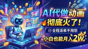 AI代做动画，彻底火了！全程派单不用愁，小白也能月入2W