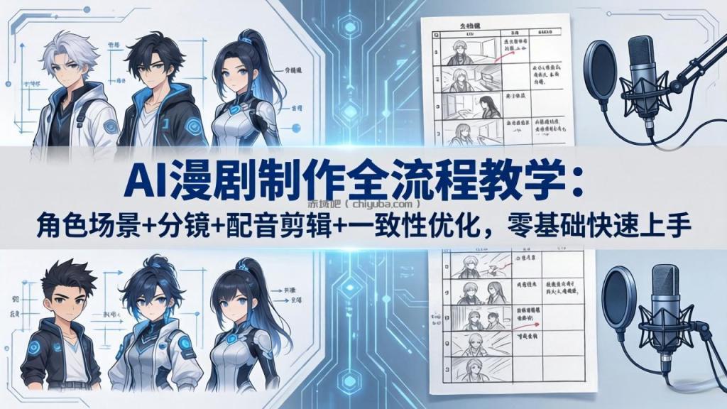 AI漫剧制作全流程教学：角色场景+分镜+配音剪辑+一致性优化，零基础快速上手