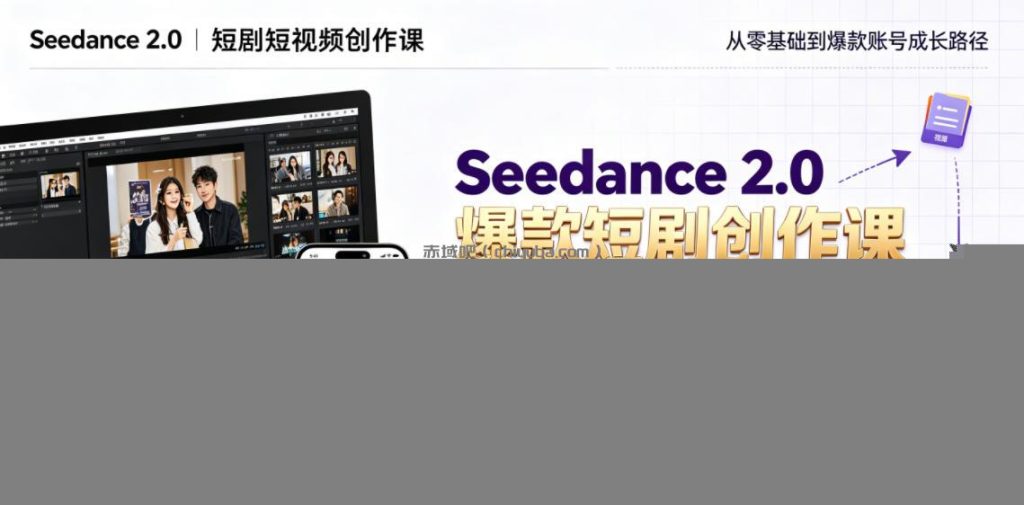 Seedance 2.0短剧短视频创作课，零基础快速产出爆款短剧、短视频、MV内容，落地做账号实现变现