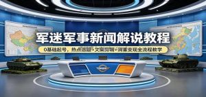 军迷军事新闻解说教程：0基础起号，热点选题+文案剪辑+消重变现全流程教学