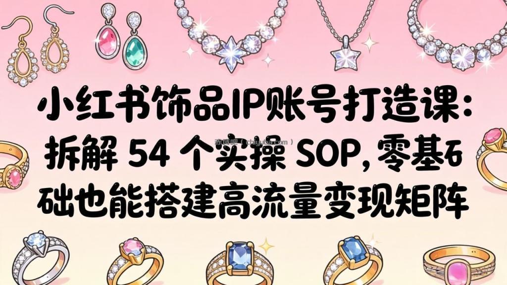 小红书饰品IP账号打造课：拆解 54 个实操 SOP，零基础也能搭建高流量变现矩阵